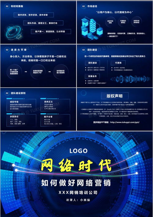 藍色科技互聯(lián)網(wǎng)網(wǎng)絡(luò)時代如何做好網(wǎng)絡(luò)營銷模版ppt模板下載 熊貓辦公